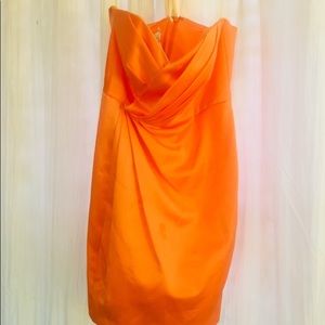 Tangerine sweetheart neckline dress